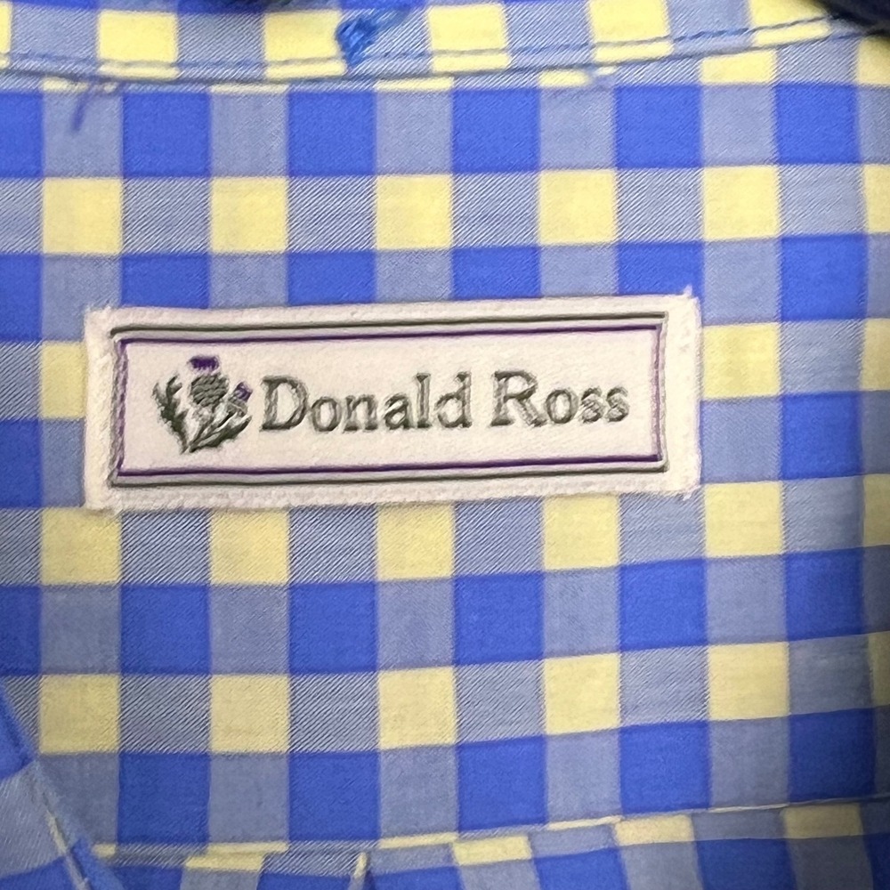 Donald Ross Button Down Men XXL Blue Yellow Gingham Check Long Sleeve Excellent - Picture 6 of 13
